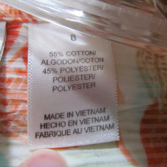 Alfred Dunner Top Shirt Blouse Short Sleeve Button Down Blue Green Orange Leaves - Picture 13 of 14